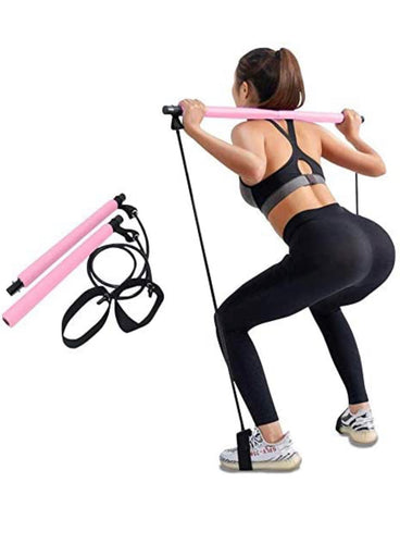 Portable Pilates Bar Stick with Resistance Band (6596616978607)